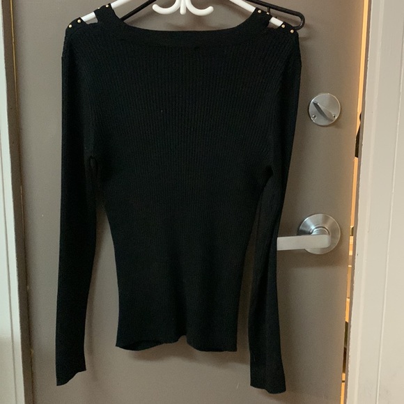 INC BLACK KNIT TOP WITH GOLD STUDS - Picture 3 of 4